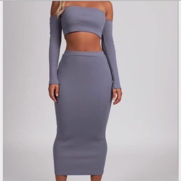 Meshki Dresses & Skirts - Meshki Gray Two-Piece Skirt Set